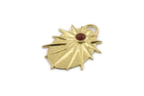 Brass Badge Charm, Raw Brass Rosette Pendants With 1 Loop - Pad Size 4mm (33x24mm) N1490