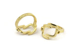 Brass Ring Setting, 10 Raw Brass Adjustable Rings With 1 Stone Settings - Pad Size 3mm N1499