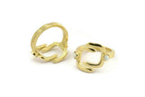 Brass Ring Setting, Raw Brass Adjustable Rings With 1 Stone Settings - Pad Size 3mm N1499
