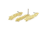 Brass Leaf Earring, 6 Raw Brass Leaf Stud Earrings, Findings (30x7x1.2mm) N1506