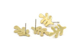 Brass Leaf Earring, 6 Raw Brass Leaf Stud Earrings, Findings (21x12x1.2mm) N1505