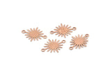 Rose Gold Sunny Connector, 24 Textured Rose Gold Plated Brass Sunny Connectors With 2 Loops (18x13x0.50mm) D0733 Q1119