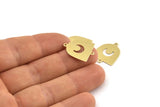 Brass Moon Charm, 24 Raw Brass D Shape Charms With 2 Loops (21x17x0.50mm) M1060