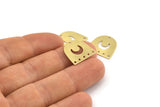 Brass Moon Charm,  24 Raw Brass D Shape Charms With 6 Holes (16x17x0.50mm) M720