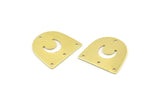 Brass Moon Charm,  24 Raw Brass D Shape Charms With 4 Holes (16x17x0.50mm) M1067