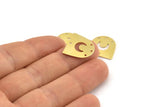 Brass Moon Charm,  24 Raw Brass D Shape Charms With 4 Holes (16x17x0.50mm) M1066