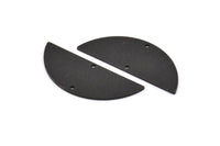 Black Half Moon, 4 Textured Oxidized Black Brass Semi Circle Blanks With 2 Holes (39x15x1mm) D0800 H0773