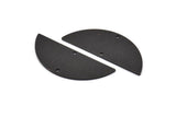 Black Half Moon, 4 Textured Oxidized Black Brass Semi Circle Blanks With 2 Holes (39x15x1mm) D0800 H0773