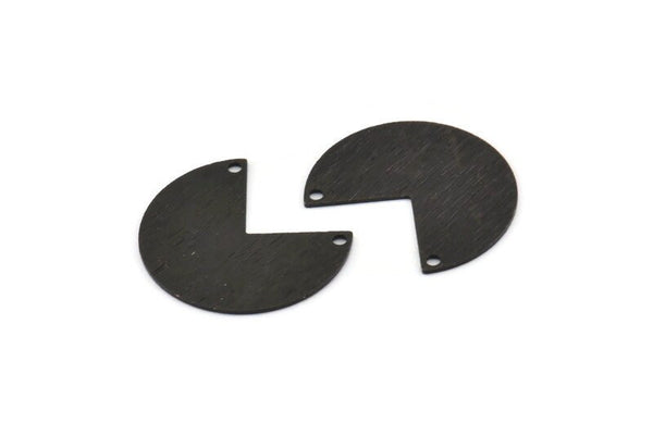 Black Geometric Charm, 12 Textured Oxidized Black Brass Pizza Slice Charms With 2 Holes (20x17x0.50mm) D1046