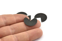 Black Geometric Charm, 12 Textured Oxidized Black Brass Pizza Slice Charms With 2 Holes (20x17x0.50mm) D1046