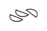 Black Half Moon, 25 Oxidized Black Brass Semi Circle Connectors (10x23x1mm) A1701 H0880