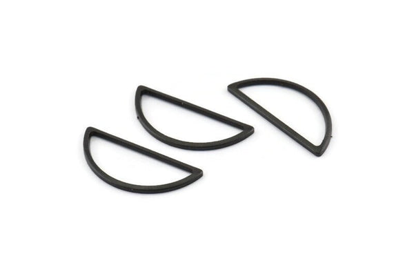 Black Half Moon, 25 Oxidized Black Brass Semi Circle Connectors (10x23x1mm) A1701 H0880