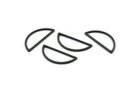 Black Half Moon, 25 Oxidized Black Brass Semi Circle Connectors (10x23x1mm) A1701 H0880