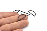 Black Half Moon, 25 Oxidized Black Brass Semi Circle Connectors (10x23x1mm) A1701 H0880
