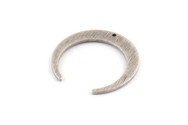 Silver Moon Charm, 6 Textured Antique Silver Plated Crescent Moon Charms With 1 Hole (27x25x1mm) D931 H1390