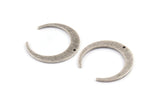 Silver Moon Charm, 6 Textured Antique Silver Plated Crescent Moon Charms With 1 Hole (27x25x1mm) D931 H1390