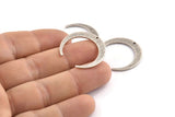 Silver Moon Charm, 6 Textured Antique Silver Plated Crescent Moon Charms With 1 Hole (27x25x1mm) D931 H1390