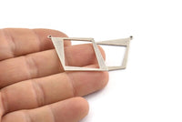 Silver Diamond Charm, 6 Antique Silver Plated Brass Rhombus Charms With 1 Loop, Pendants, Earrings, Findings (42x30x0.80mm) D1050