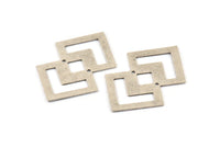 Silver Irregular Charm, 4 Antique Silver Plated Brass Irregular Connectors With 2 Holes, Findings, Pendants (42x28x0.60mm) D954