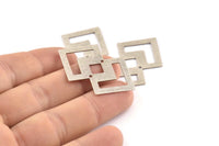 Silver Irregular Charm, 4 Antique Silver Plated Brass Irregular Connectors With 2 Holes, Findings, Pendants (42x28x0.60mm) D954