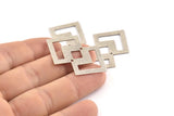 Silver Irregular Charm, 4 Antique Silver Plated Brass Irregular Connectors With 2 Holes, Findings, Pendants (42x28x0.60mm) D954