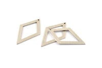 Silver Diamond Charm, 6 Antique Silver Plated Brass Rhombus Charms With 1 Hole, Findings (41x25x1mm) D930