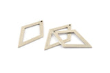 Silver Diamond Charm, 6 Antique Silver Plated Brass Rhombus Charms With 1 Hole, Findings (41x25x1mm) D930
