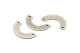 Silver Geometric Charm, 12 Textured Antique Silver Plated Brass Semi Circle Blanks With 2 Holes, Connectors (25x12.5x5.5x0.80mm) D1532