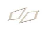 Silver Diamond Charm, 6 Antique Silver Plated Brass Rhombus Charms With 1 Loop, Pendants (52x26x0,60mm) D853 Q0591