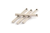Silver Necklace Bar, 6 Antique Silver Plated Brass Bars With 1 Hole (3x3x35mm) D0241
