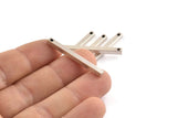 Silver Necklace Bar, 6 Antique Silver Plated Brass Bars With 1 Hole (3x3x35mm) D0241