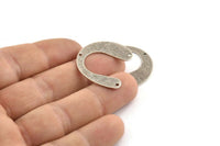 Silver Geometric Charm, 6 Textured Antique Silver Plated Brass U Shaped Pendants With 3 Holes, Charms, Findings (24x30x0.60mm) D925