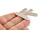 Silver Necklace Bar, 4 Textured Antique Silver Plated Brass Stamping Blanks With 1 Hole, Pendants, Charms (35x9x1mm) D1395