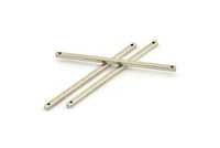 Silver Necklace Bar, 10 Antique Silver Plated Brass Charms With 2 Holes, Necklace, Bars (2x50mm) BS 1752