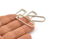 D Shape Rings, 6 Antique Silver Plated Brass D Shape Connectors, Rings (37x13x1mm) BS 1928