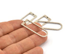 D Shape Rings, 6 Antique Silver Plated Brass D Shape Connectors, Rings (37x13x1mm) BS 1928