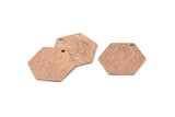 Rose Gold Hexagon Charm, 4 Textured Rose Gold Brass Hexagon Stamping Blanks With 1 Hole (17x0.60mm) D878
