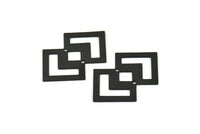 Black Irregular Charm, 4 Oxidized Black Brass Irregular Connectors With 2 Holes, Findings, Pendants (42x28x0.60mm) D954