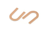Rose Gold Geometric Charm, 4 Rose Gold Plated Brass U Shaped Pendants With 1 Hole (28x20x0.80mm) D0563