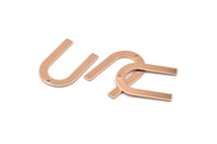 Rose Gold Geometric Charm, 4 Rose Gold Plated Brass U Shaped Pendants With 1 Hole (28x20x0.80mm) D0563