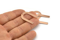 Rose Gold Geometric Charm, 4 Rose Gold Plated Brass U Shaped Pendants With 1 Hole (28x20x0.80mm) D0563