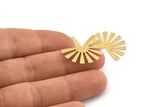 Gold Sun Blank, 6 Gold Plated Brass Rising Sun Flag Blanks, Findings (25x17x0.60mm) D945 Q1112