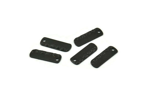 Tiny Rectangle Charm, 24 Oxidized Black Brass Rectangle Charm With 1 Hole, Findings (18x6x1mm) D1001