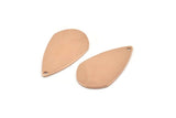 Rose Gold Drop Charm, 4 Rose Gold Plated Brass Drop Charms With 1 Hole, Earrings, Findings (27x16x0.80mm) D1221