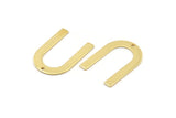 Gold Geometric Charm, 4 Gold Plated Brass U Shaped Pendants With 1 Hole (28x20x0.80mm) D0563