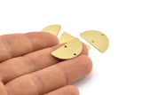 Semi Circle Charm, 4 Gold Plated Brass Half Moon Blanks With 2 Holes, Earrings, Pendants (24x13x0.80mm) D918