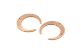 Rose Gold Moon Charm, 4 Textured Rose Gold Brass Crescent Moon Charms With 1 Hole, Connectors (27x25x1mm) D931