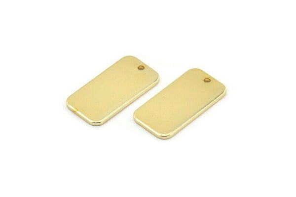 Gold Rectangle Charm, 2 Gold Plated Brass Rectangle Charms With 1 Hole Earrings, Findings (20x10x1mm) D1144