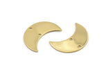 Gold Crescent Moon, 2 Gold Plated Brass Moons With 2 Holes (25x11x0.80mm) D0010