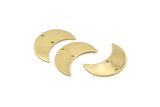 Gold Crescent Moon, 2 Gold Plated Brass Moons With 2 Holes (25x11x0.80mm) D0010